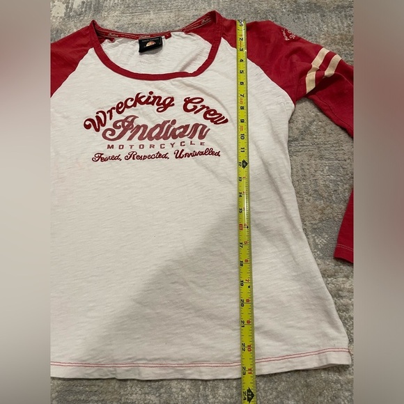 Genuine Indian Motorcycle Wrecking Crew Red/White Long Sleeve Size L Embroidered - Picture 9 of 12